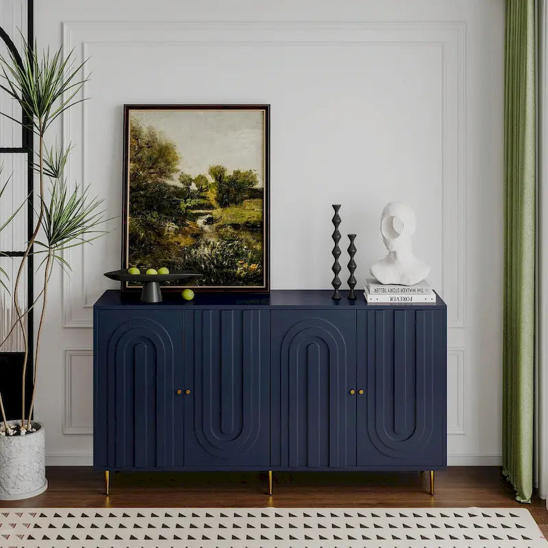 Buffet de salle à manger 4 portes laqué moderne en bois