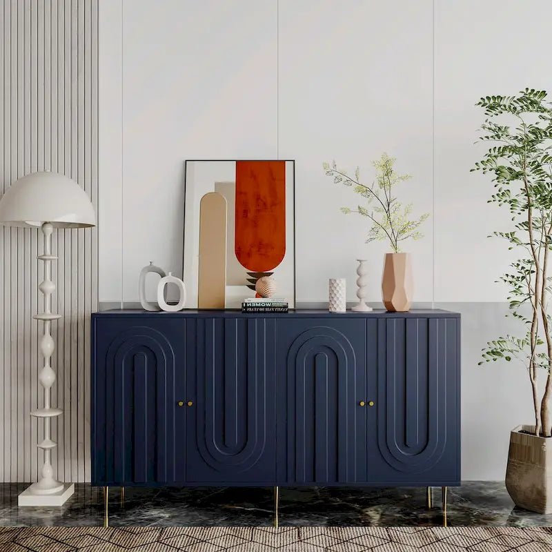 Buffet de salle à manger 4 portes laqué moderne en bois