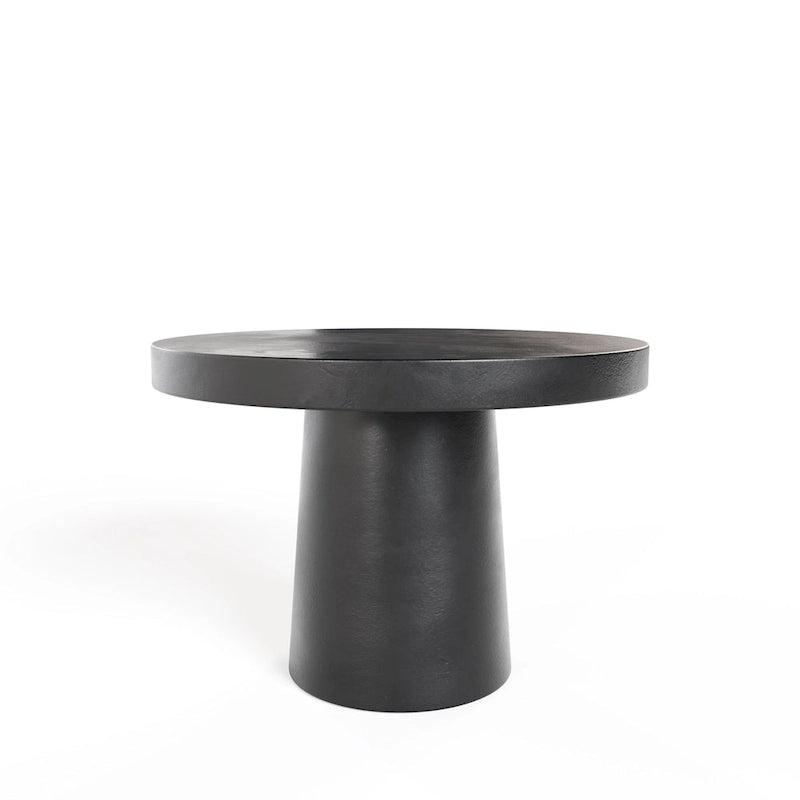 Table à manger ronde en béton noir | Piétement central | 4 places, Utilisation intérieure et extérieure