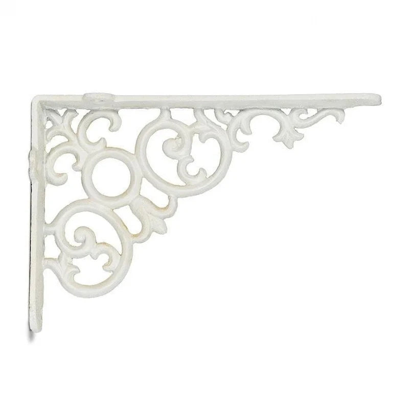 Set Of 2 Antique White Filigree Bracket