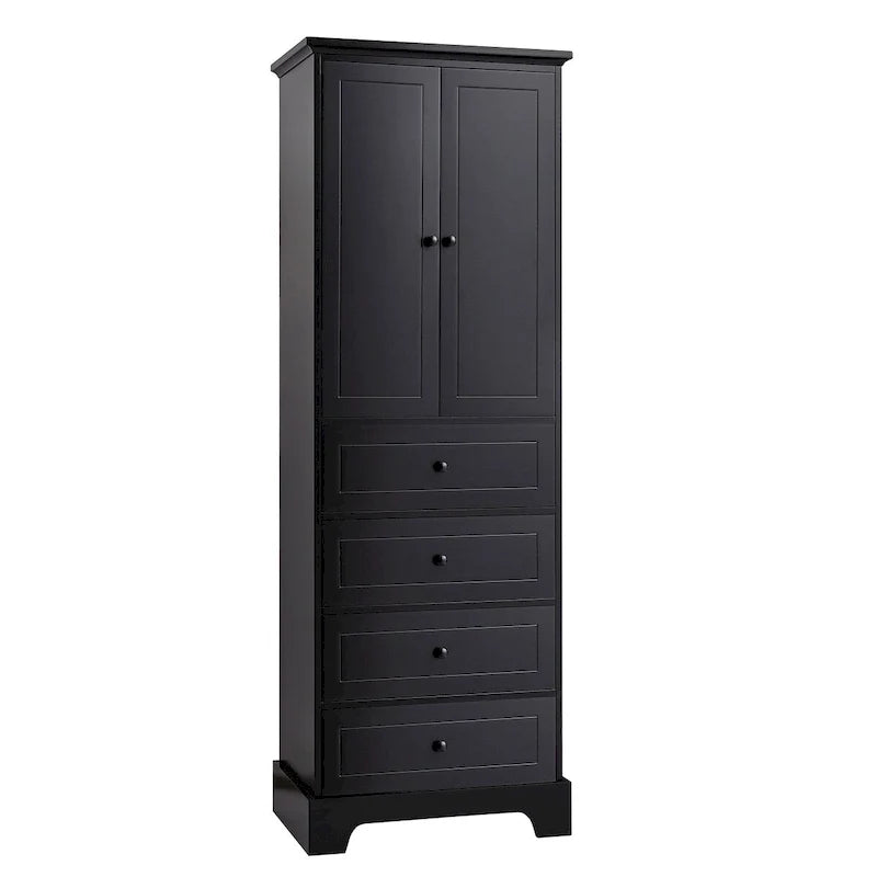 Armoire à linge de 60 cm L x 40 cm P x 173 cm H avec 2 portes et 4 tiroirs