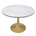 Table de salle à manger ronde de 40 po avec plateau en pierre frittée et structure en acier doré