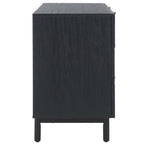 Commode 6 tiroirs avec façades en maille de rotin | Poignées rondes dorées | Rangement bohème pour chambre