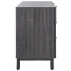 Commode 6 tiroirs avec façades en maille de rotin | Poignées rondes dorées | Rangement bohème pour chambre