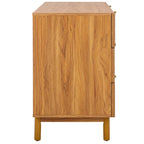 Commode 6 tiroirs avec façades en maille de rotin | Poignées rondes dorées | Rangement bohème pour chambre